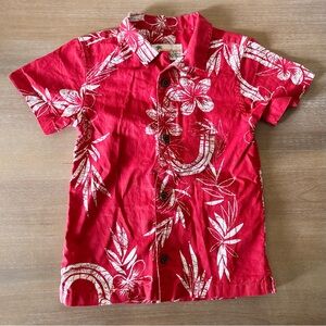 Patagonia Kids Pataloha Organic Cotton Hawaiian Button Down Shirt Red, Size 5T